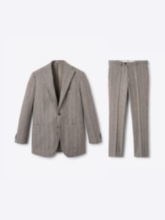 Shop VBC Mocha Wide Stripe Wool and Cotton Slub Bedford Suit