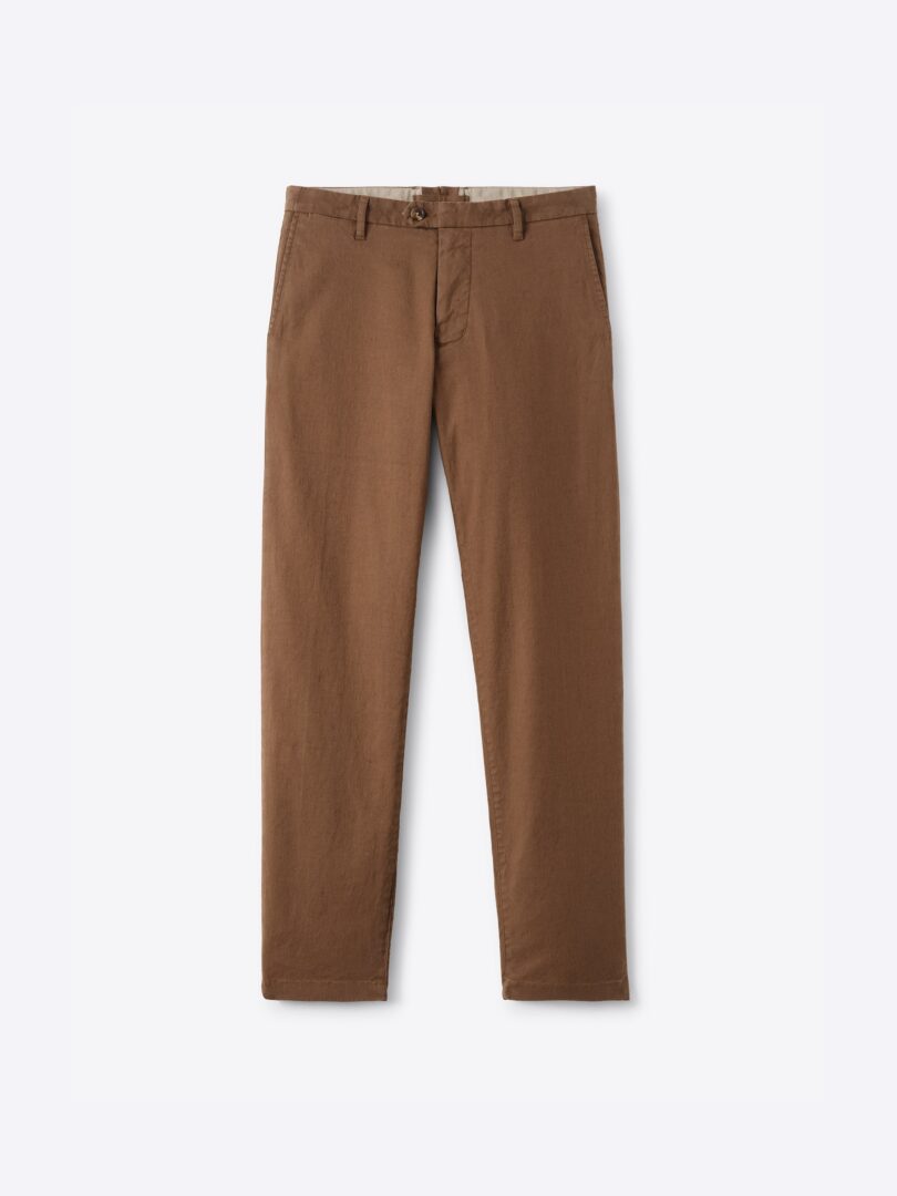 Men’s Tobacco Bergamo Cotton Linen Stretch Chino Thumb