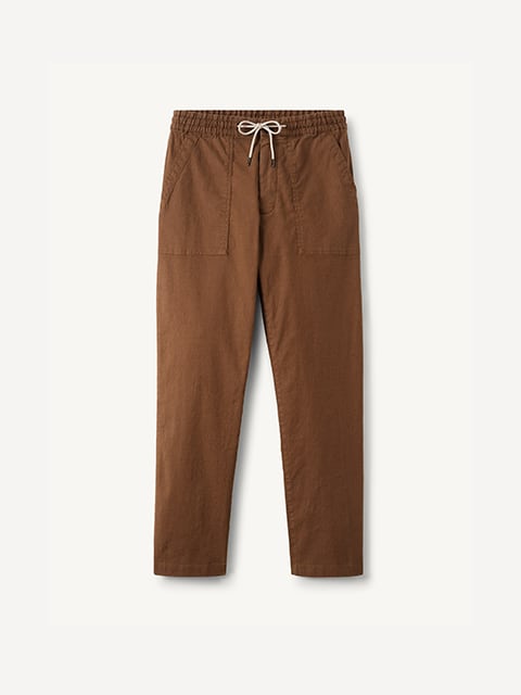 Tobacco Bergamo Cotton Linen Stretch Chino