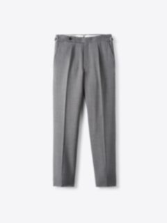 Shop Drago Grey Melange High Rise Single Pleat Tropical Wool Pant