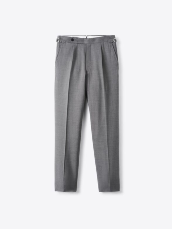 Thumb Photo of Drago Grey Melange High Rise Single Pleat Tropical Wool Pant