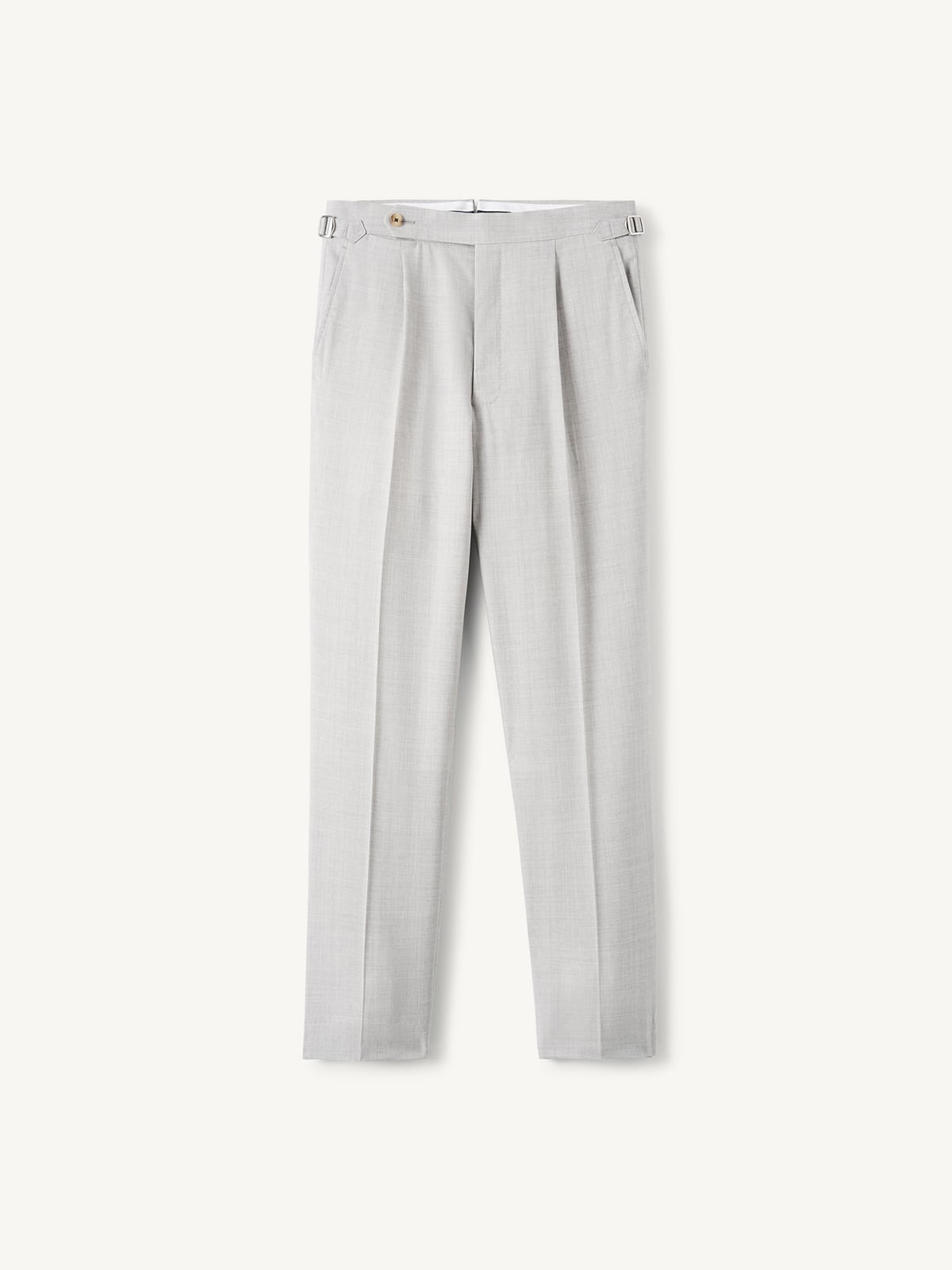 Drago Light Grey High Rise Single Pleat Tropical Wool Pant