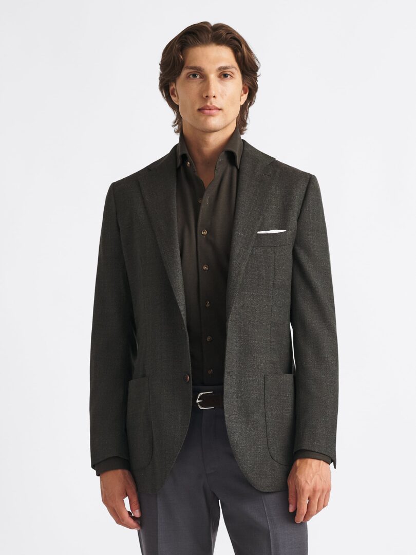 Reda S110s Olive Wool Hopsack Bedford Jacket Thumb Detail