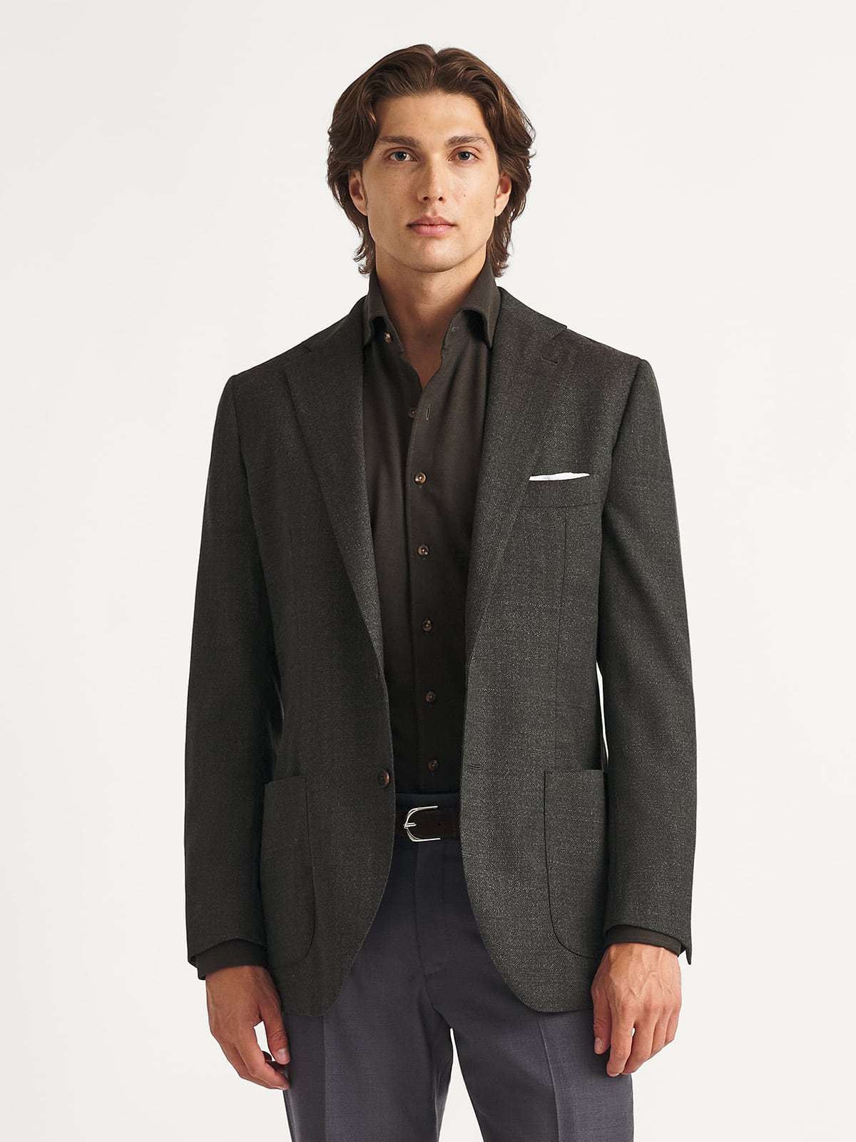 Reda S110s Olive Wool Hopsack Bedford Jacket - Custom Fit Tailored