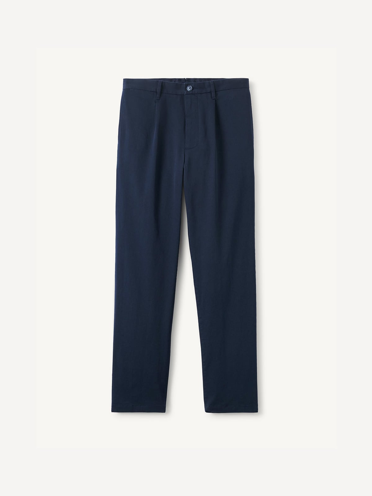 Single Pleated Di Sondrio Navy Stretch Cotton Chino - Custom Fit Pants