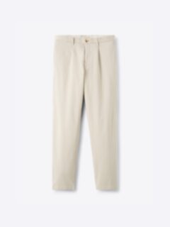 Shop Single Pleated Di Sondrio Beige Stretch Cotton Chino