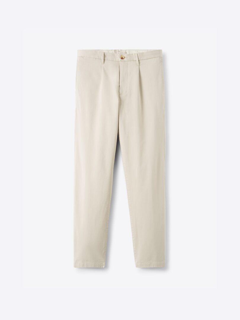 Men’s Single Pleated Di Sondrio Beige Stretch Cotton Chino Thumb