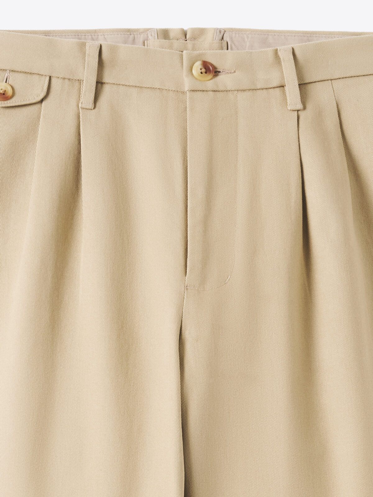 Double Pleated Japanese Beige Heavyweight Stretch Chino - Custom
