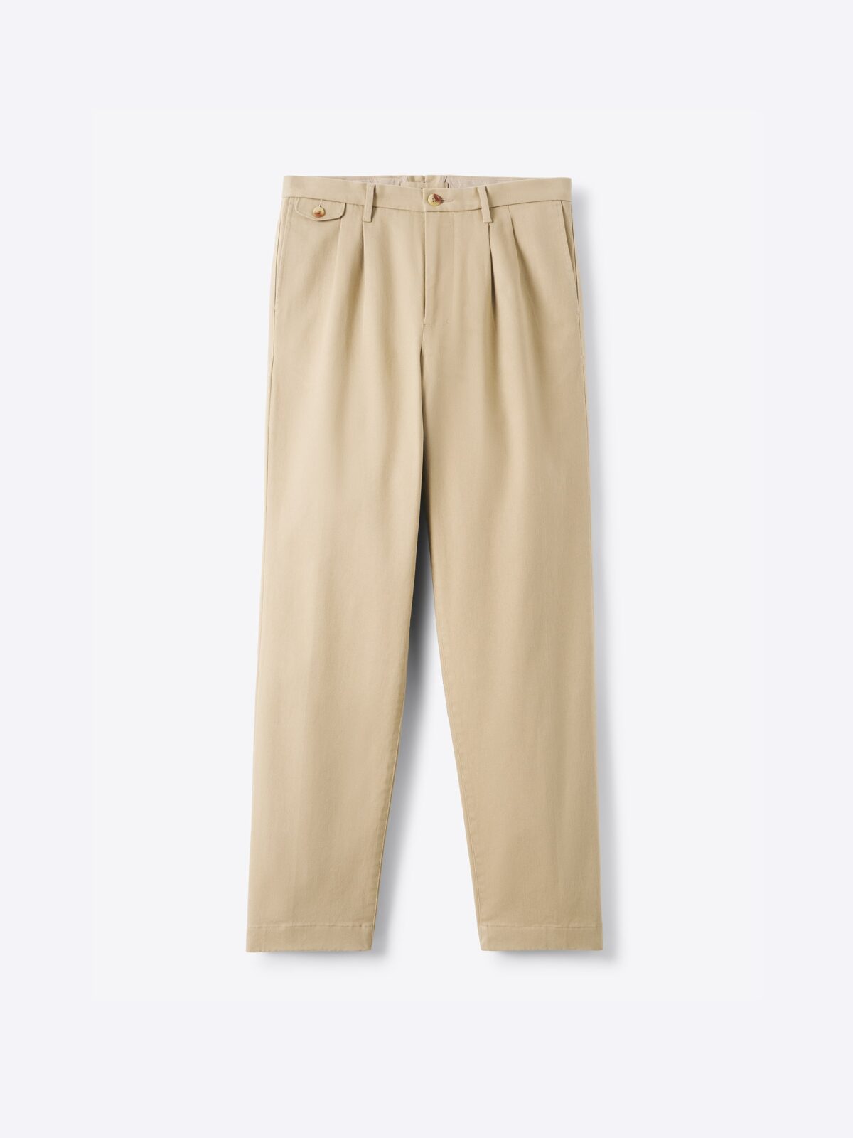 Double Pleated Chino DOUBLE PLEATED CHINO TROUSERS - Cream - 44 ⁄ 30