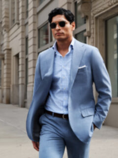 Drago Faded Blue Tropical Wool S130s Allen Suit - Custom Fit