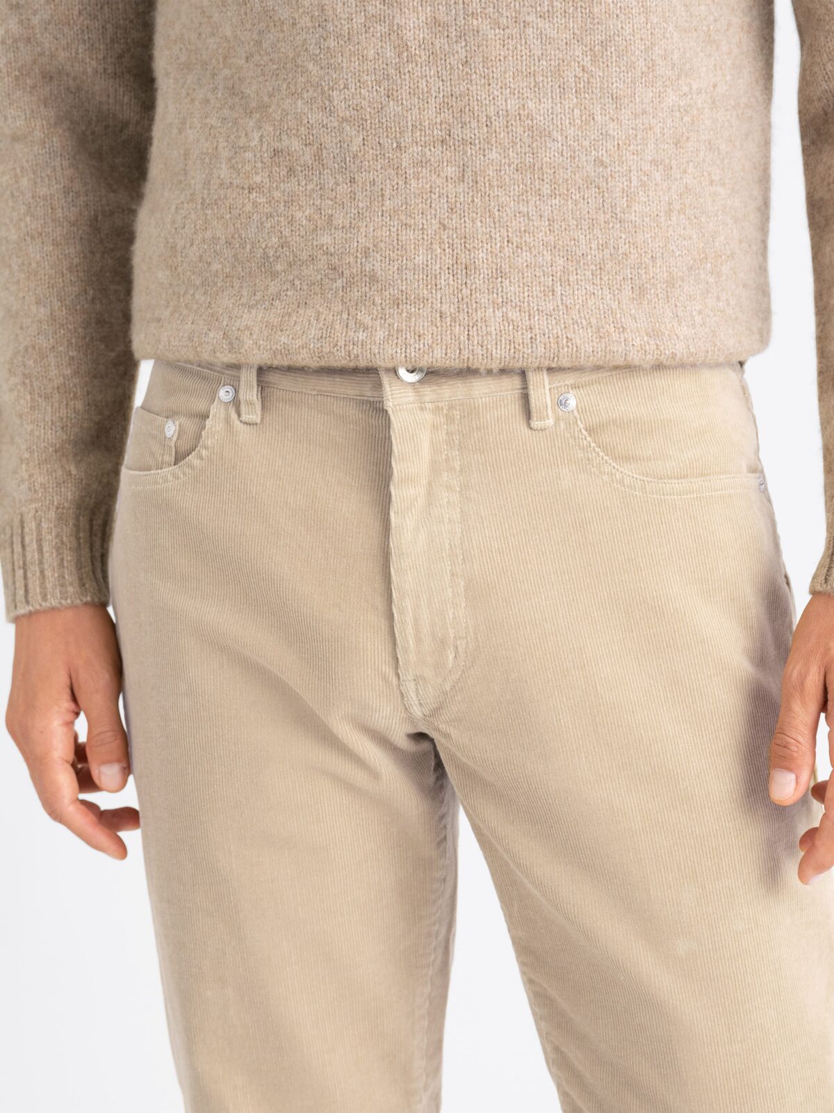 Duca Visconti Beige Stretch Corduroy 5-Pocket - Custom Fit Pants