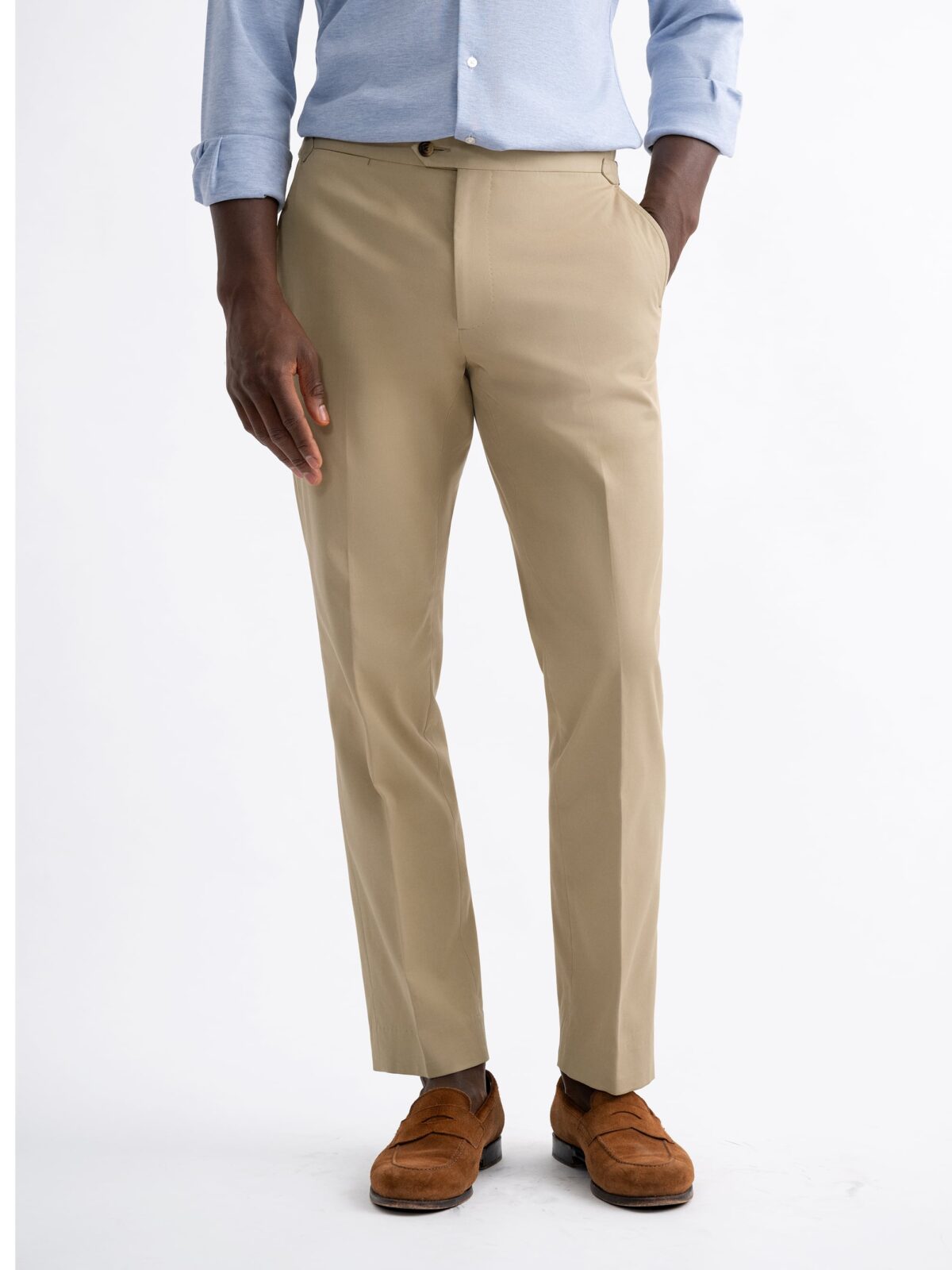 Beige Stretch Cotton Dress Pant - Custom Fit Tailored Clothing
