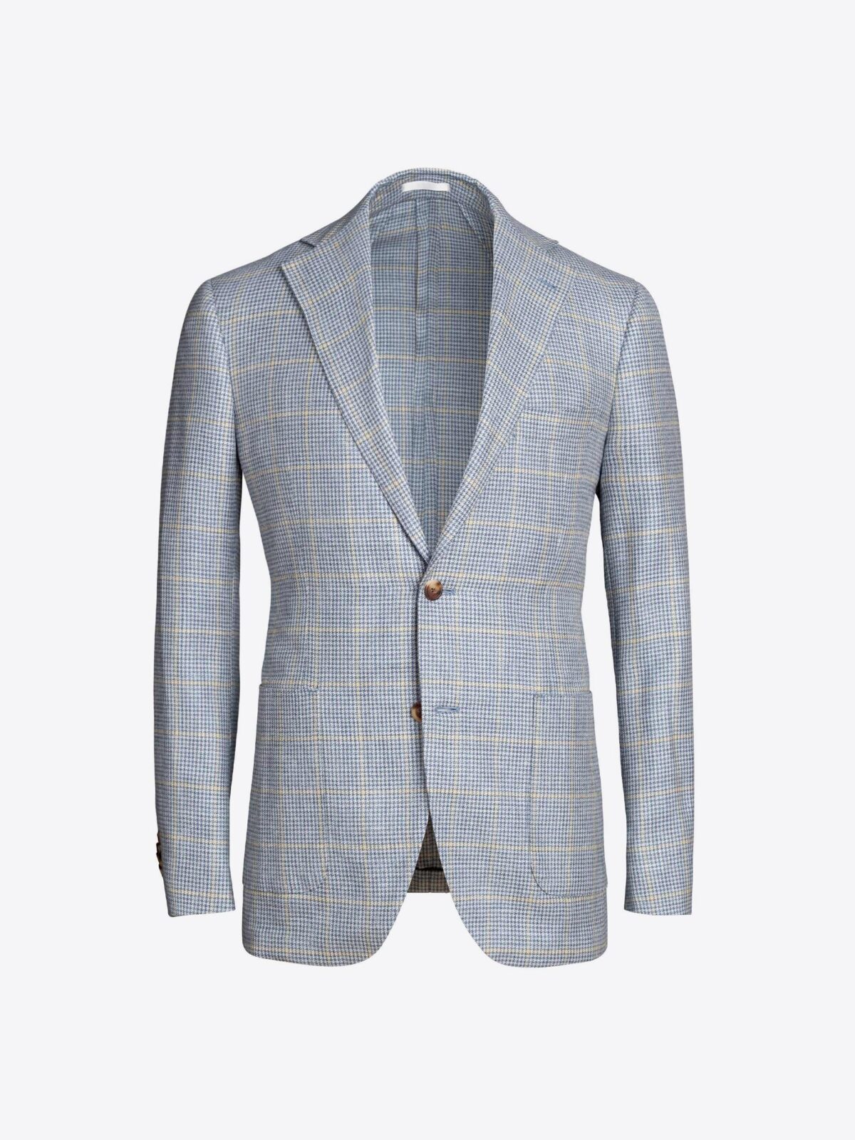 Bedford Light Blue Houndstooth Plaid Summer Blend Jacket - Custom