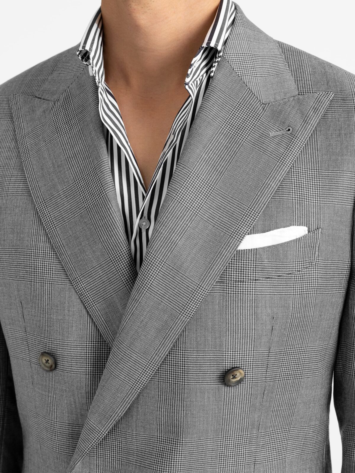 Double Breasted VBC Grey Glen Plaid Bedford Suit - Custom Fit