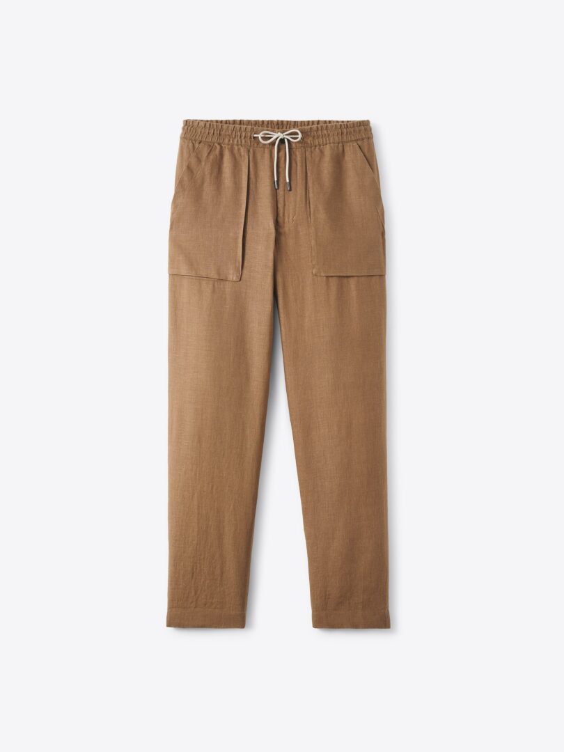 Men’s Mocha Linen Palermo Drawstring Pant Thumb