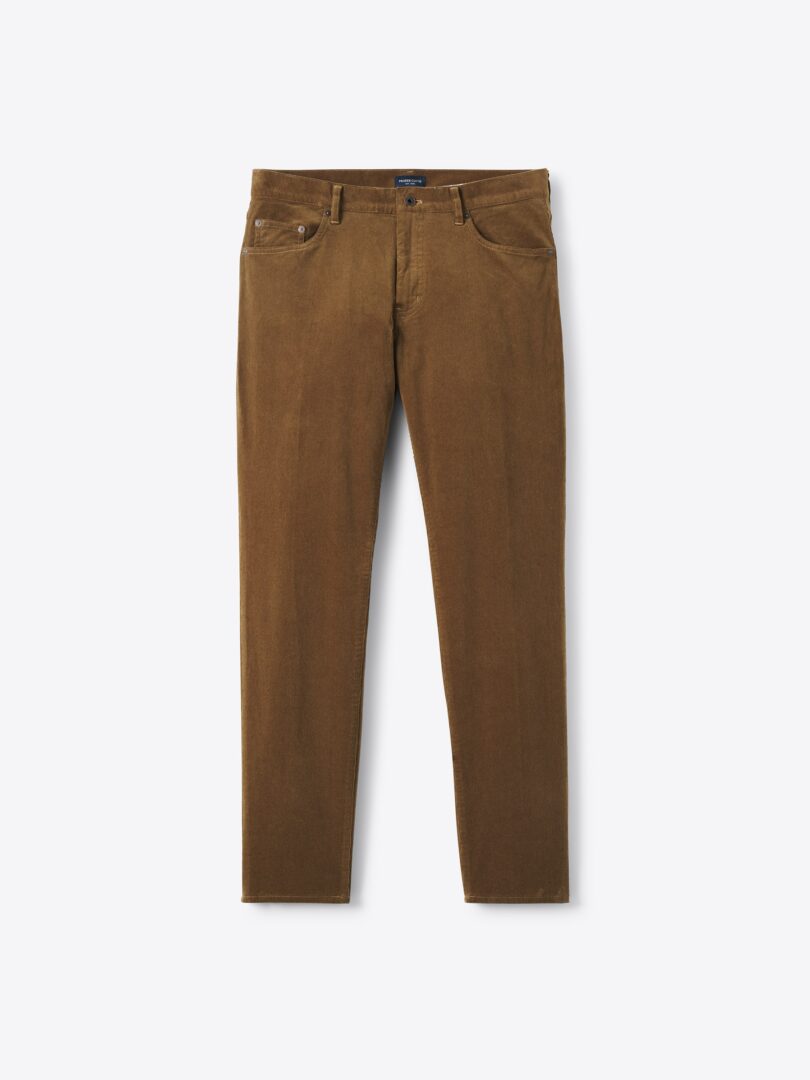Men’s Brown Stretch Micro Corduroy 5 Pocket Thumb
