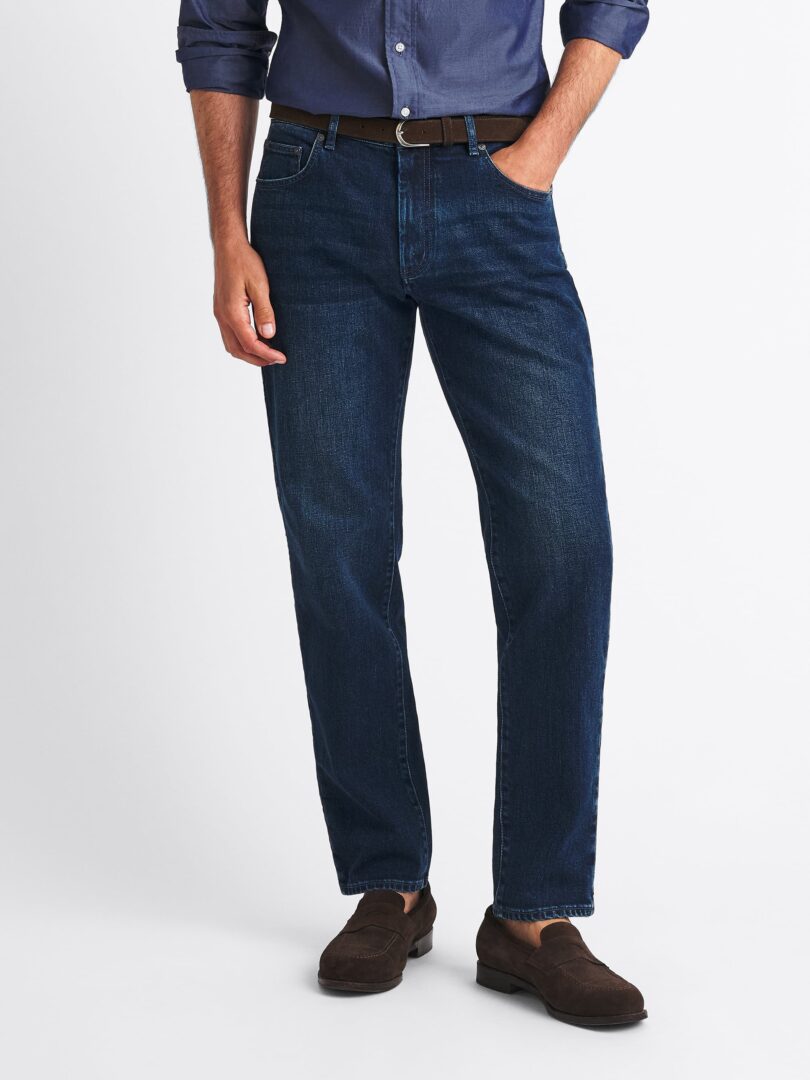 Japanese 12oz Dark Wash Stretch Tonal Stitch Denim Jeans Thumb Detail