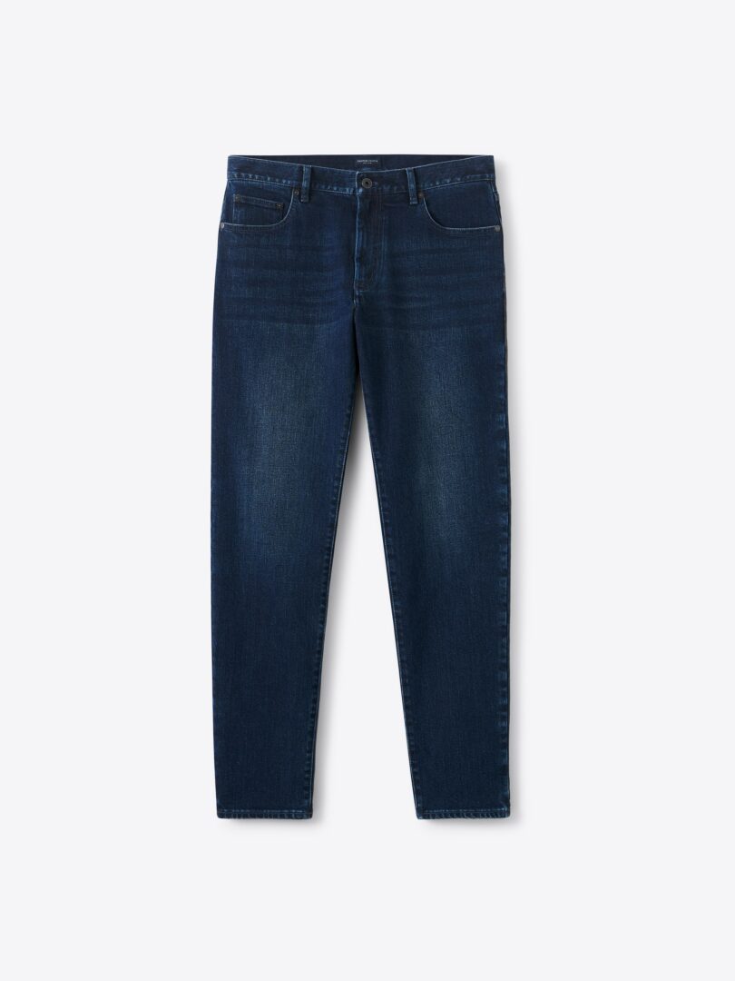 Men’s Japanese 12oz Dark Wash Stretch Tonal Stitch Denim Jeans Thumb