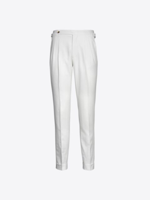 Double Pleated White Cotton and Linen Dress Pant - Custom Fit Tailored ...