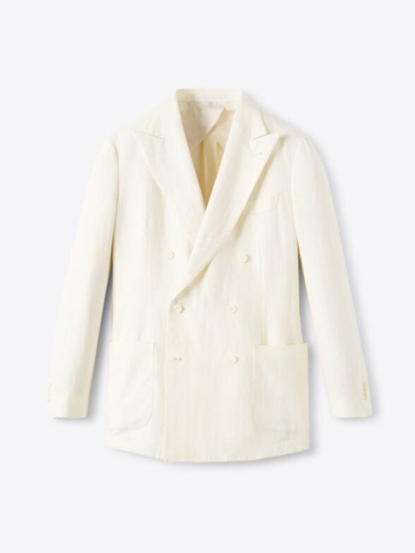 Thumb Photo of Double Breasted Ivory Irish Linen Carmine Jacket