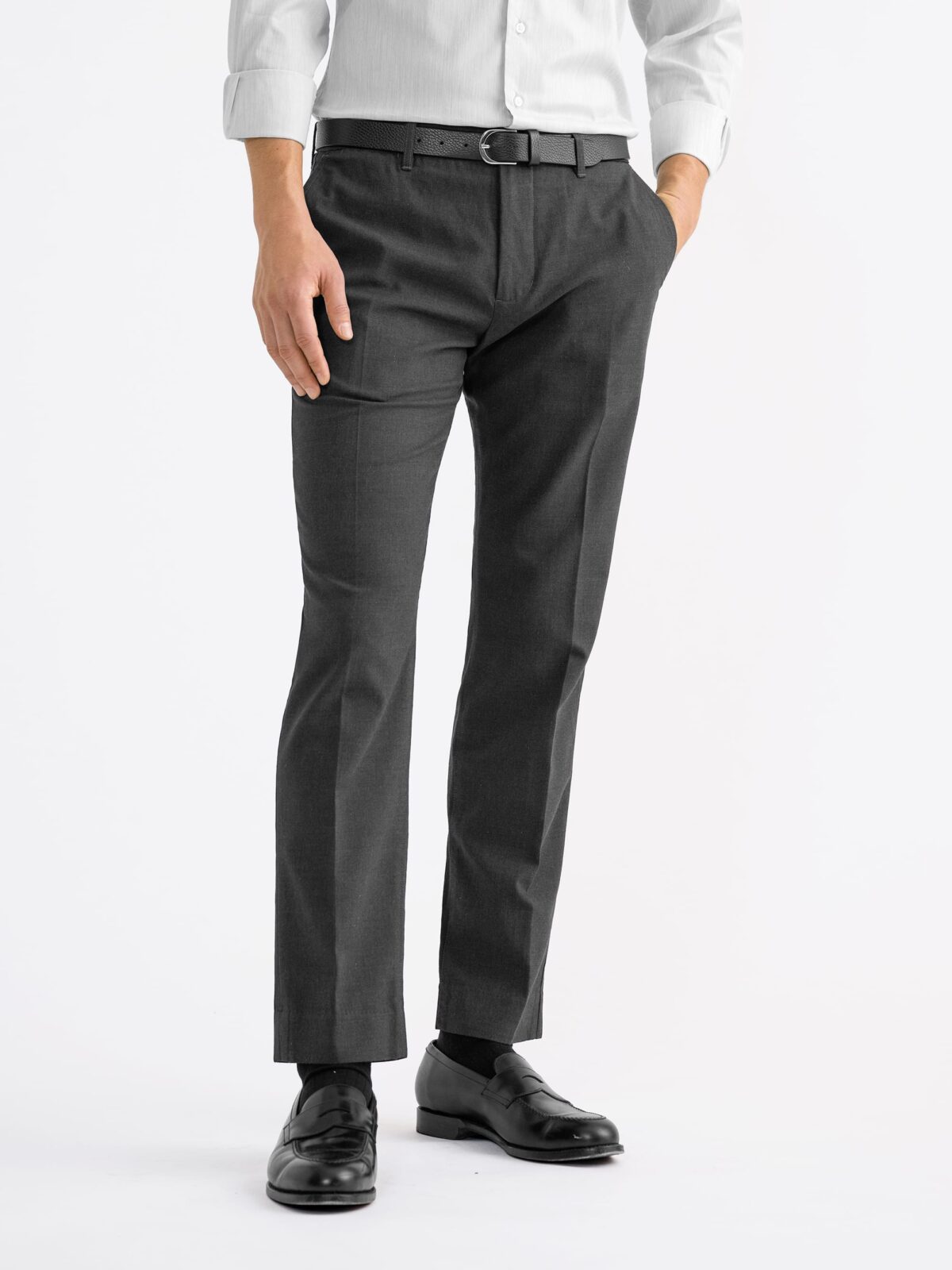 Di Sondrio Charcoal Stretch Wool and Cotton Chino - Custom Fit Pants