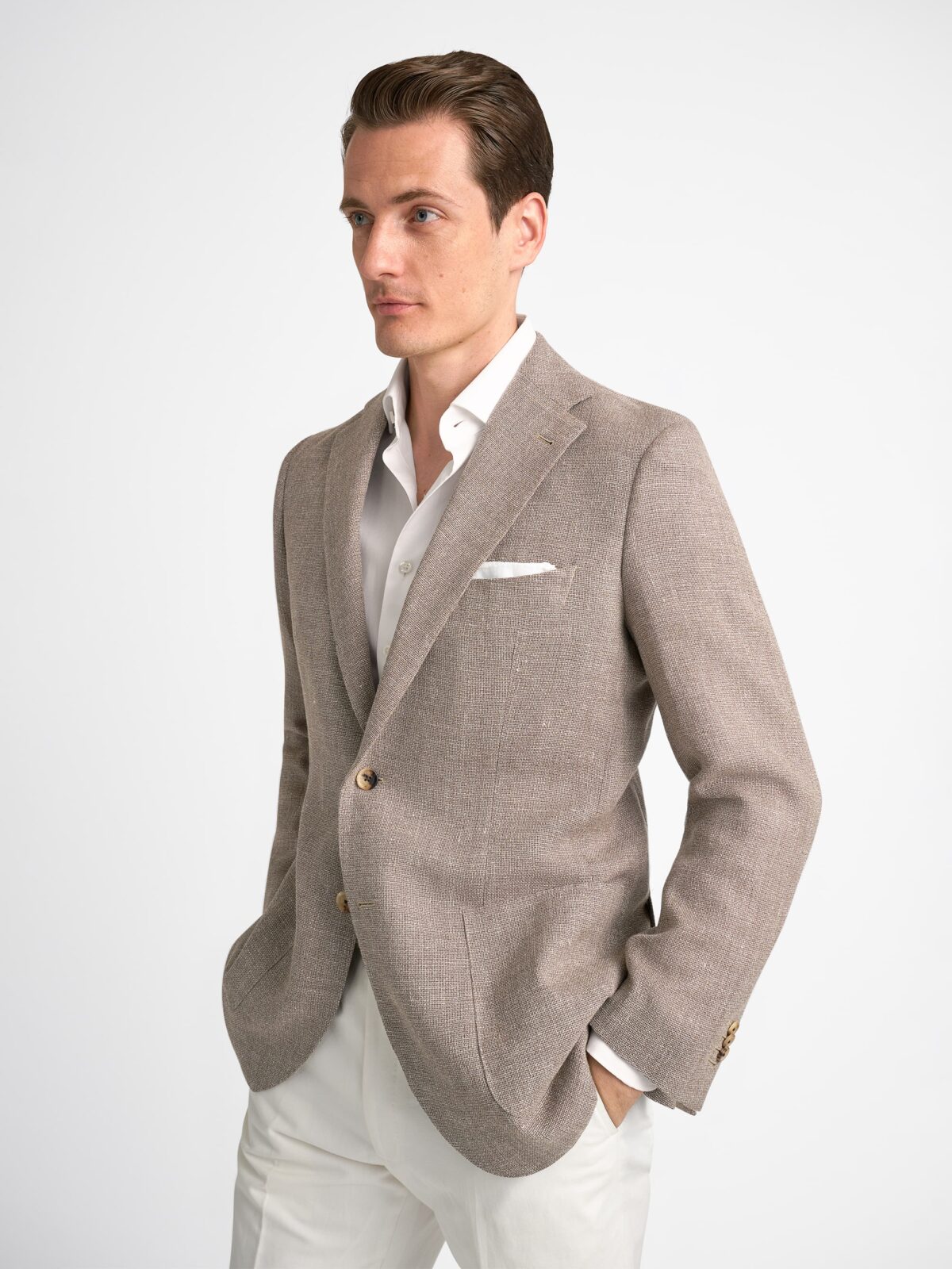 di Fabio Barley Wool and Linen Hopsack Bedford Jacket - Custom Fit