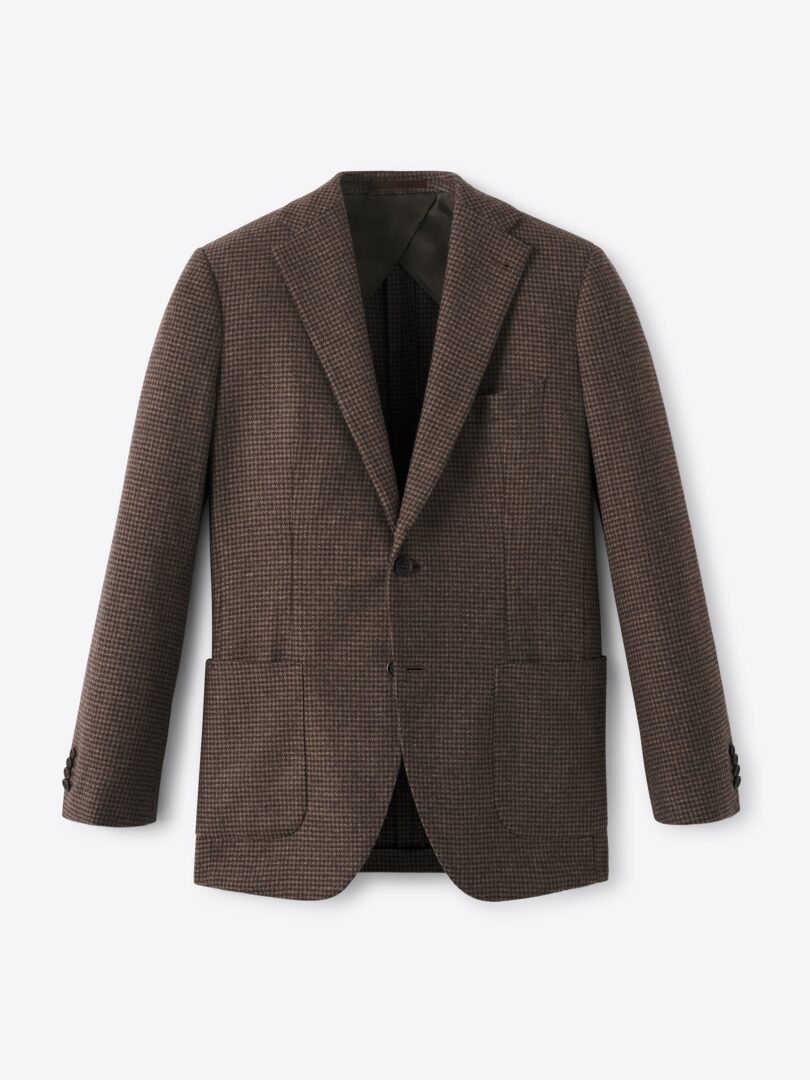 Men’s Angelico Brown Houndstooth Italian Wool Flannel Thumb