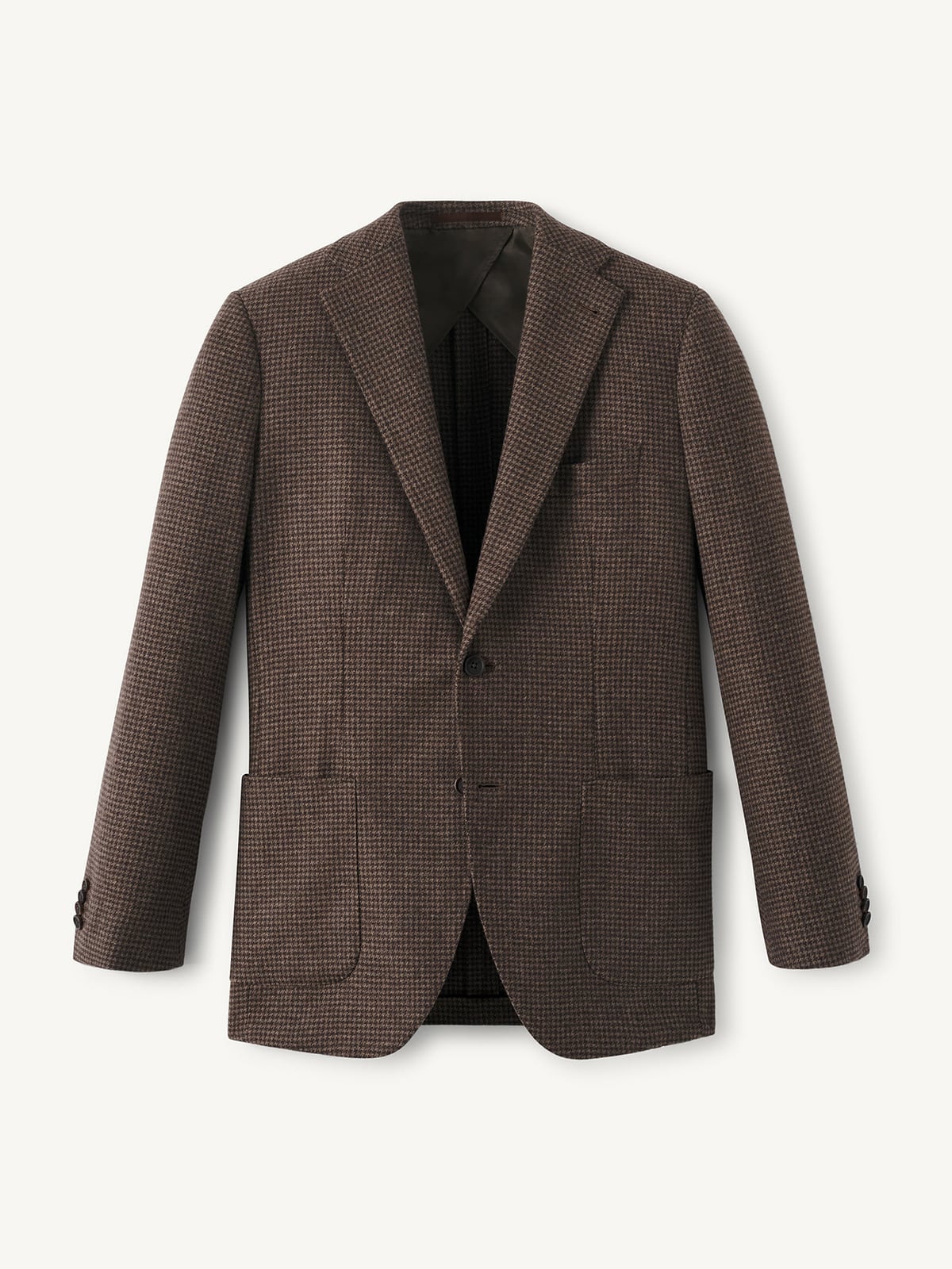 Angelico Brown Houndstooth Italian Wool Flannel - Custom Fit