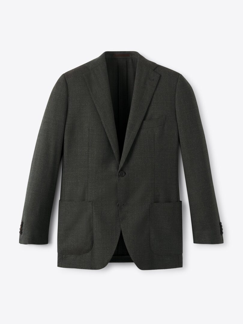 Men’s Reda S110s Olive Wool Hopsack Bedford Jacket Thumb