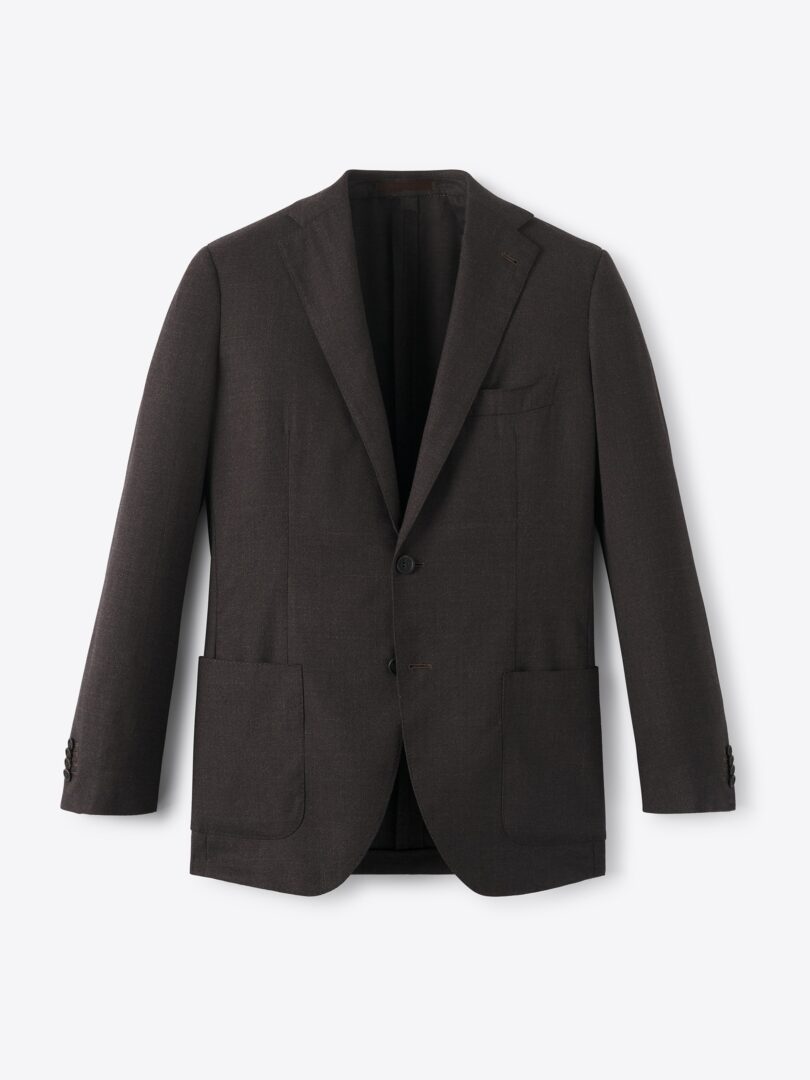 Men’s Reda S110s Brown Wool Hopsack Bedford Jacket Thumb