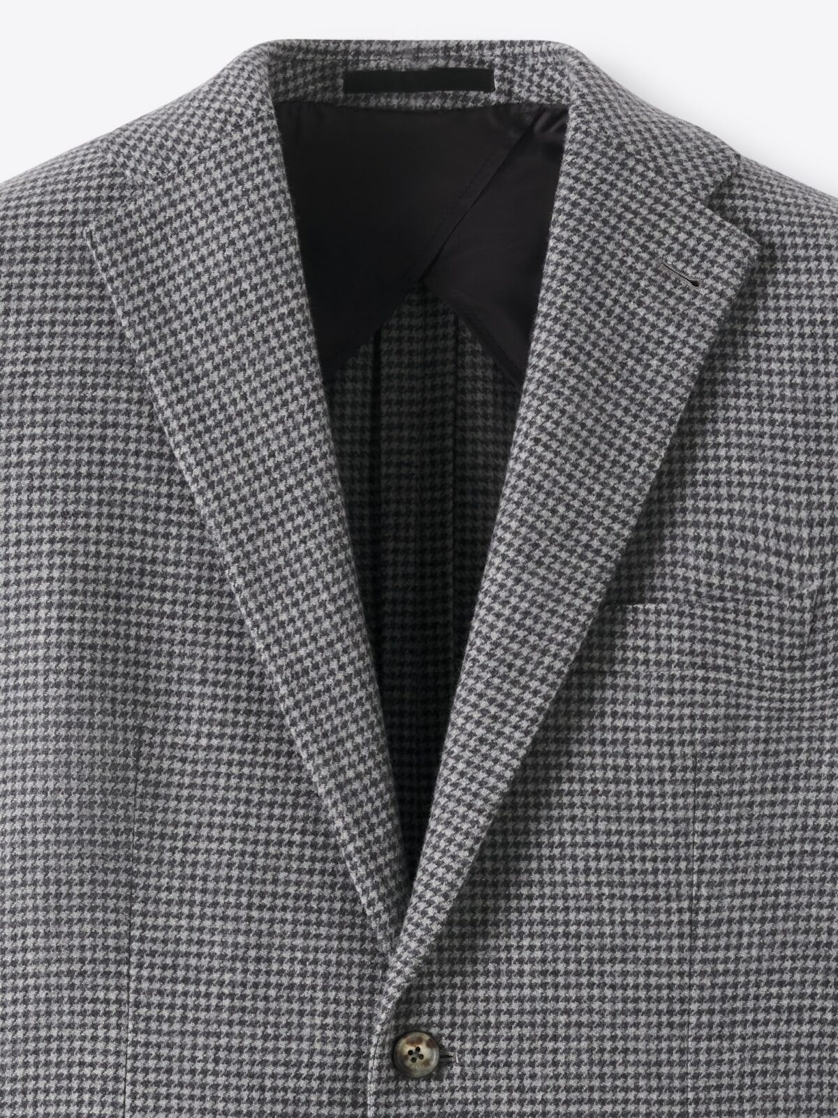 Angelico Grey Houndstooth Italian Wool Flannel Bedford Jacket