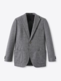 Shop Angelico Grey Houndstooth Italian Wool Flannel Bedford Jacket