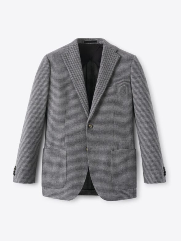 Thumb Photo of Angelico Grey Houndstooth Italian Wool Flannel Bedford Jacket