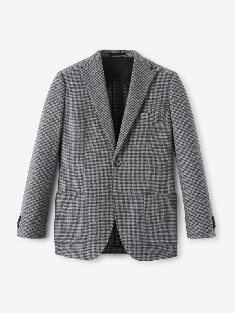 Men’s Angelico Grey Houndstooth Italian Wool Flannel Bedford Jacket Thumb