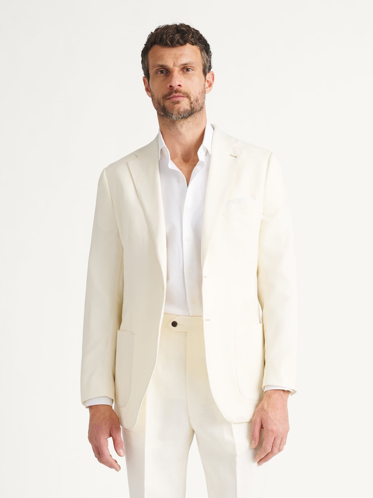 Reda Ivory Hopsack Bedford Jacket - Custom Fit Tailored Clothing