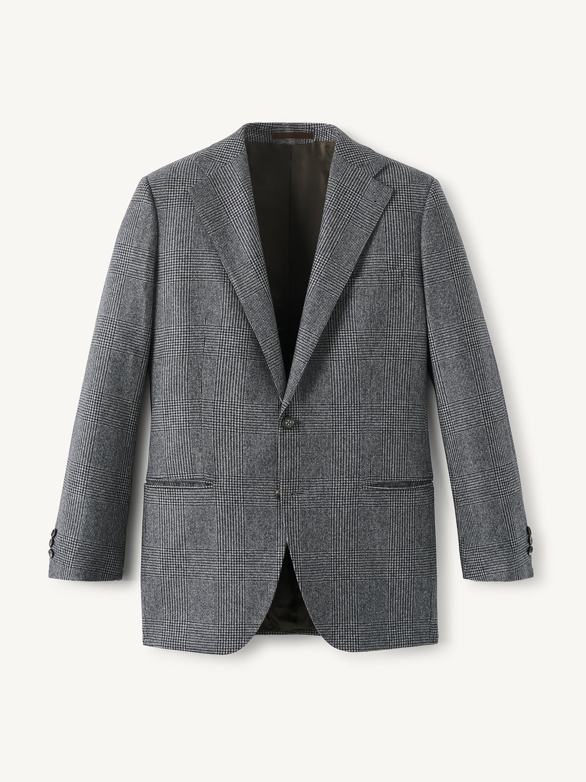 VBC Grey Glen Plaid Wool Flannel Downing Jacket - Custom Fit