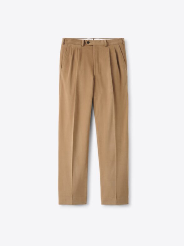 Thumb Photo of Camel Wide Leg Brushed Cotton Trouser
