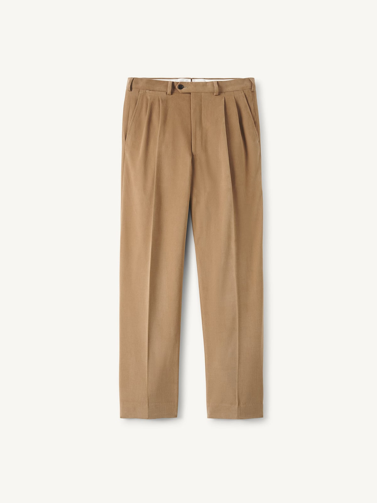Camel Wide Leg Brushed Cotton Trouser - Custom Fit Tailored Clothing