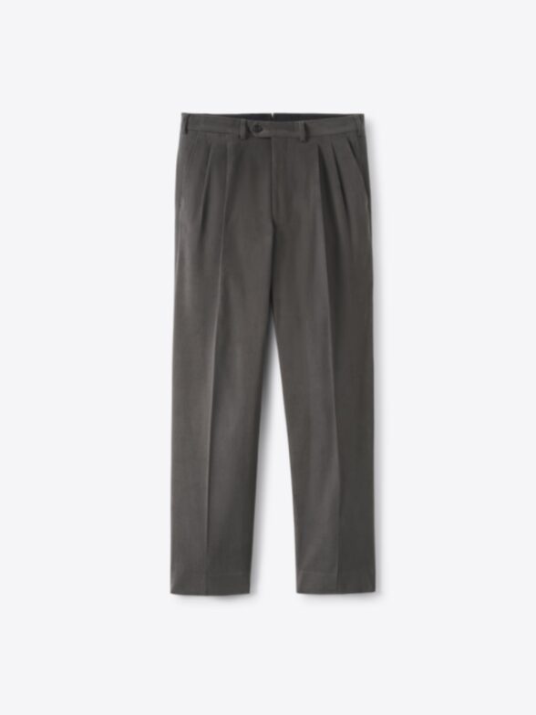 Thumb Photo of Grey Wide Leg Brushed Cotton Trouser