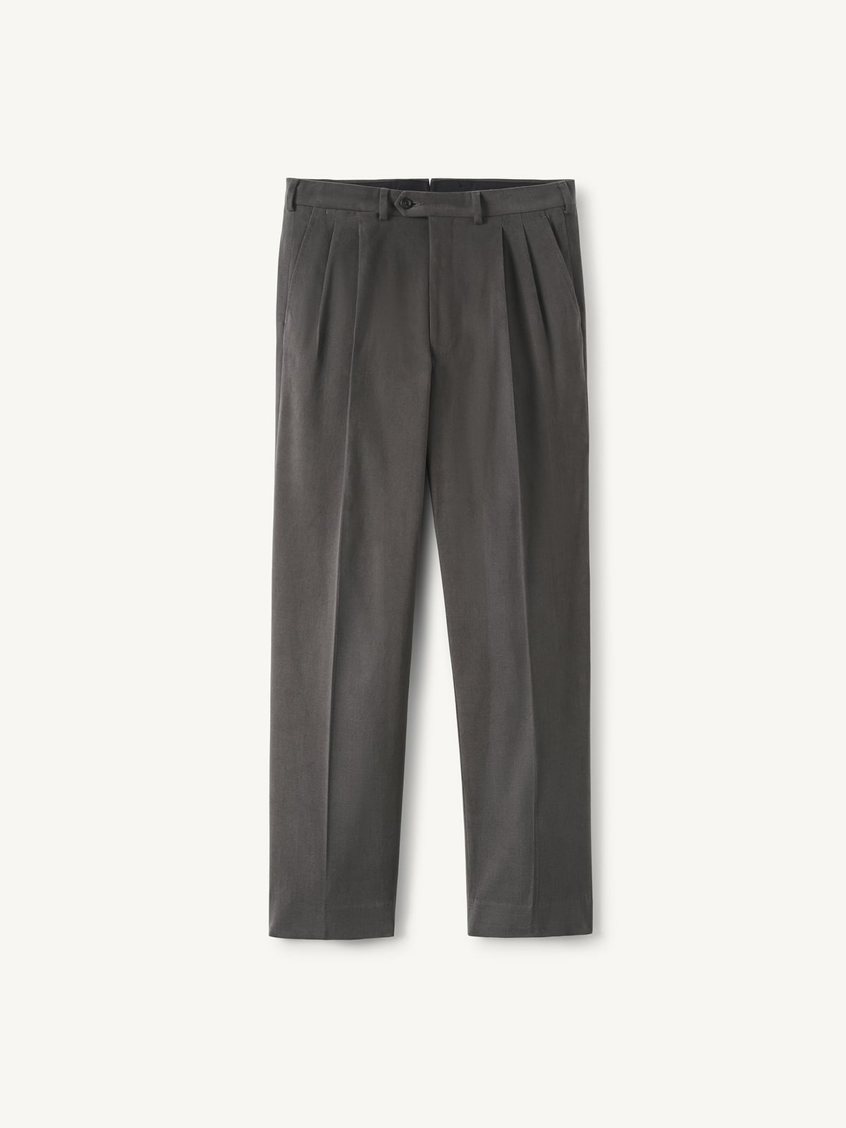 Grey Wide Leg Brushed Cotton Trouser - Custom Fit Tailored Clothing