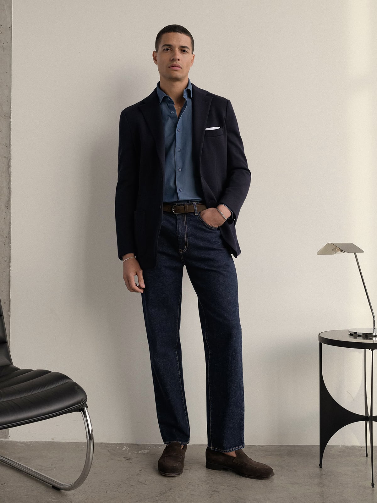 Navy Italian Merino Knit Sport Coat - Custom Fit Tailored Clothing