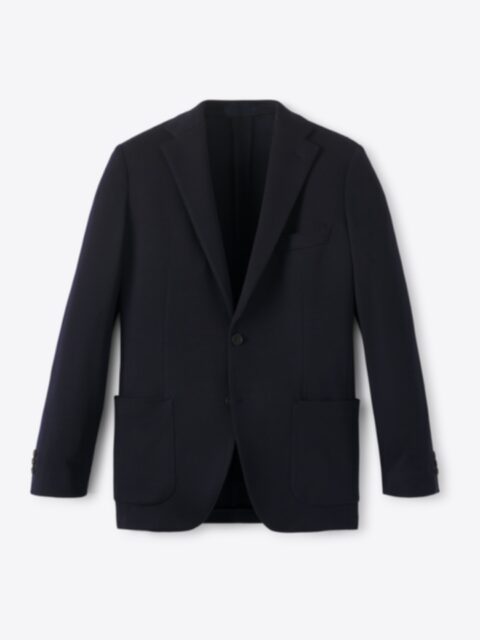 Navy High Twist Cotton Sullivan Jacket - Custom Fit Tailored Clothing
