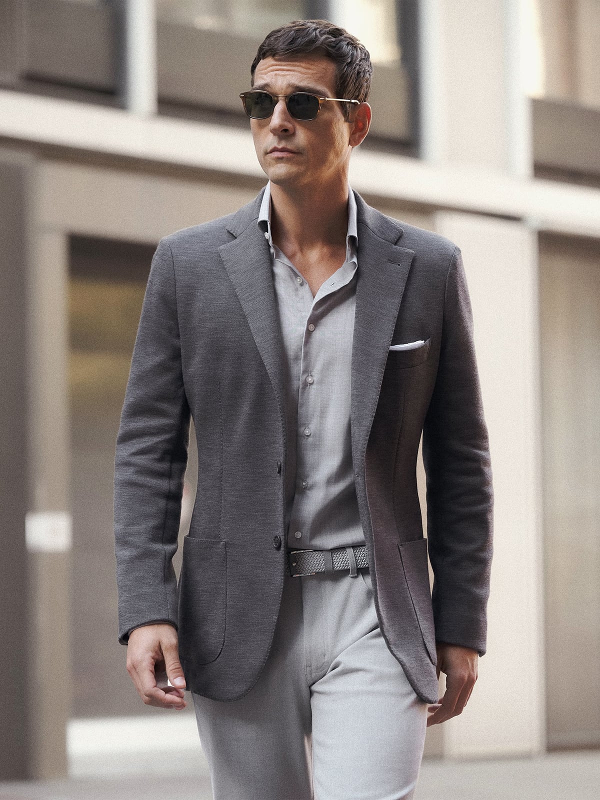 Grey Italian Merino Knit Sport Coat - Custom Fit Tailored Clothing