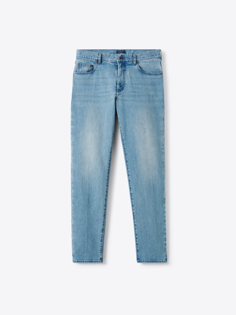 Men’s Japanese 12oz Light Wash Indigo Tonal Stitch Stretch Jeans Thumb