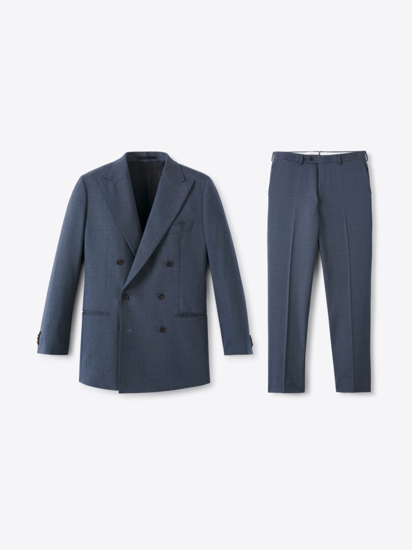 Men’s Double Breasted Slate Stretch 3 Ply Fresco Carmine Suit Thumb