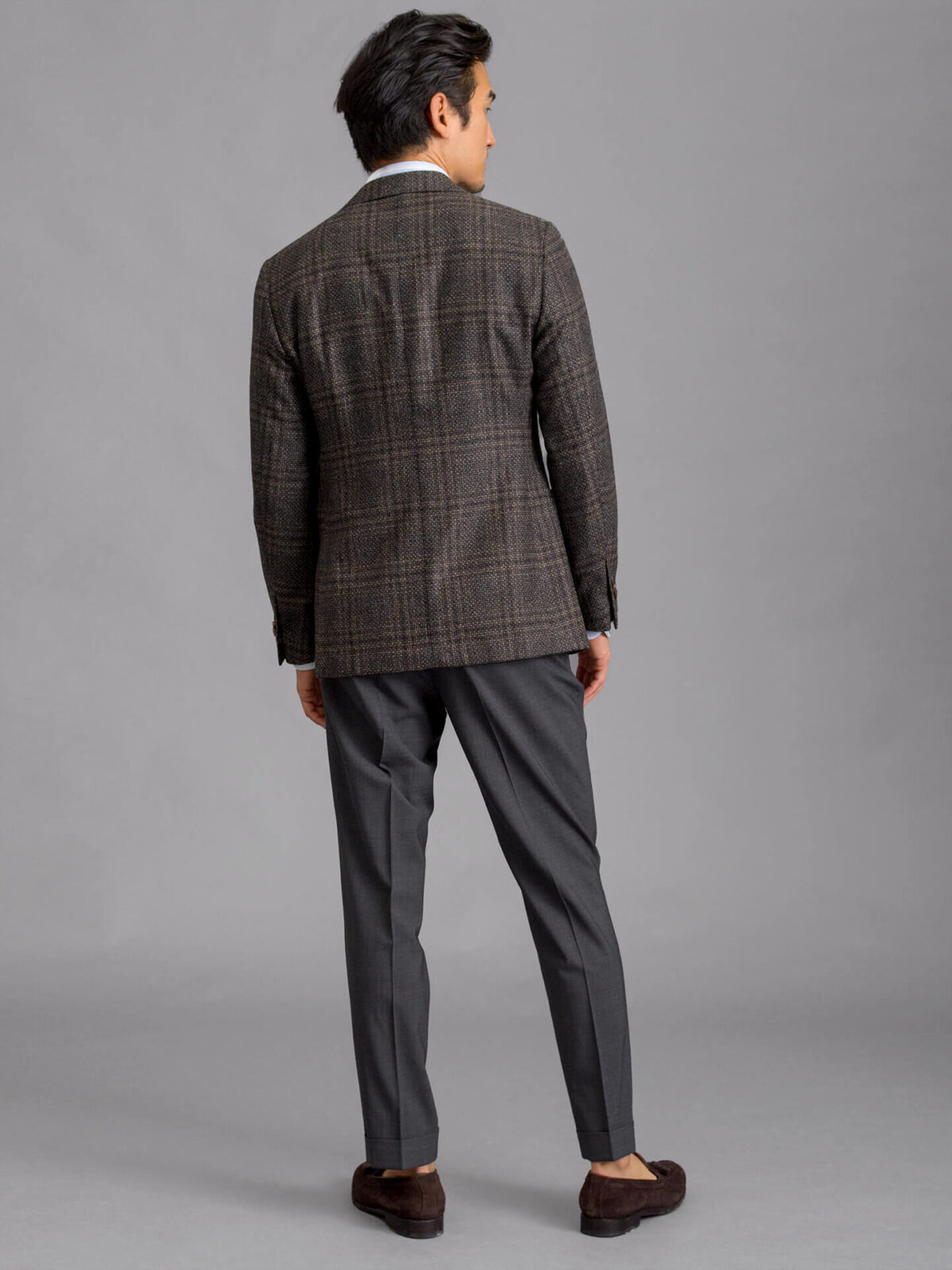 Bedford Brown Melange Plaid Wool Jacket - Custom Fit Tailored Clothing