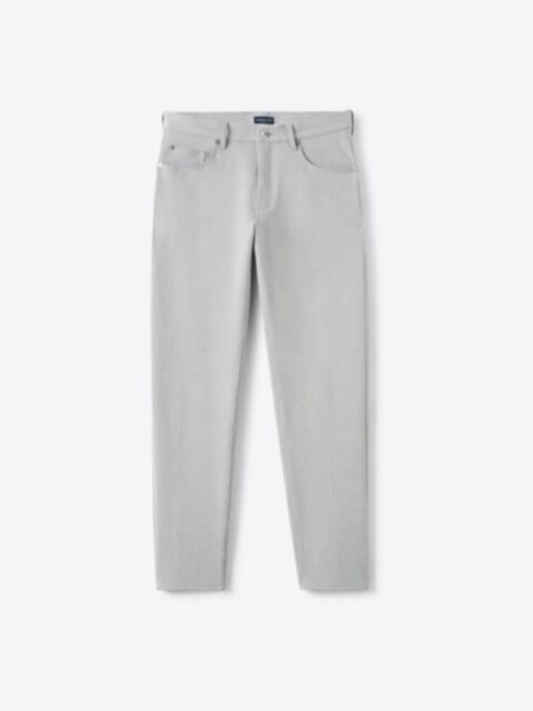 Biella Grey Stretch Moleskin 5-Pocket - Custom Fit Pants