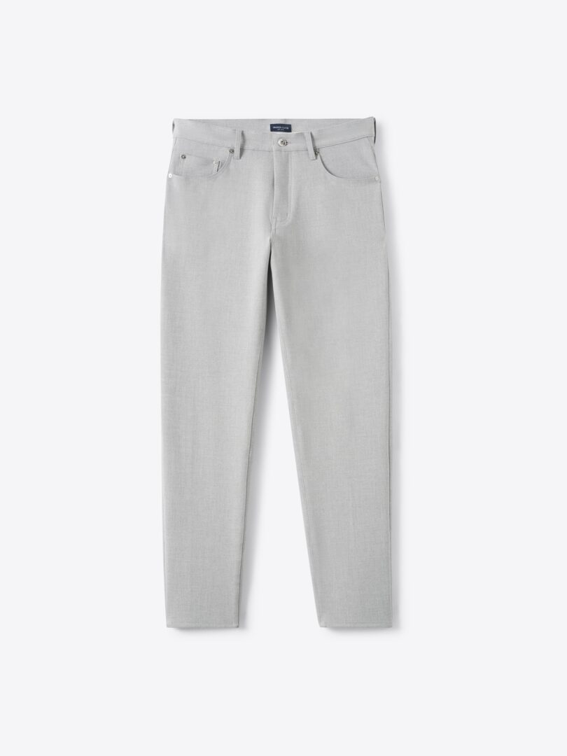 Men’s Italian Light Grey Flannel Performance Stretch 5-Pocket Thumb