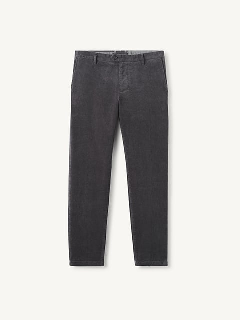 Modena Charcoal Peached Stretch Cotton Chino - Custom Fit Pants