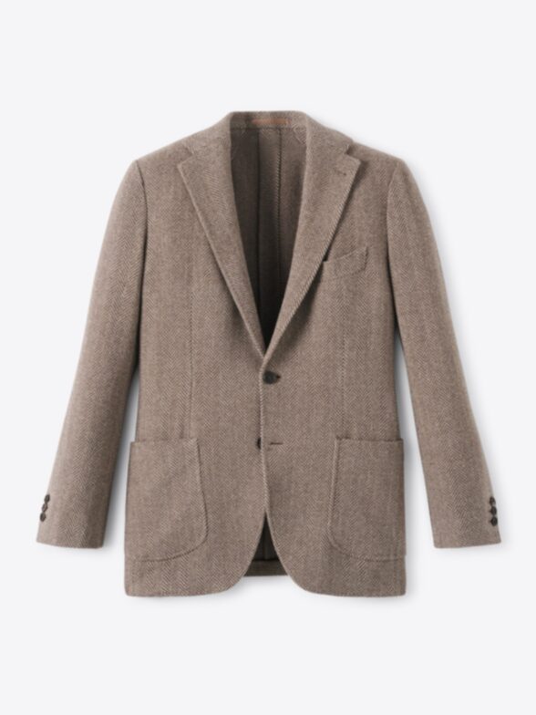 Thumb Photo of Leomaster Taupe Lambswool Herringbone Jacket